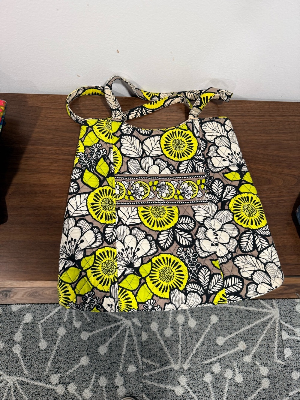Vera Bradley Floral Canvas Tote Bag in Yellow and Black